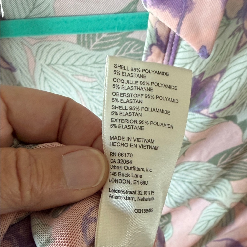 Free People Purple and Green Floral Ruched Blouse - Picture 6 of 8